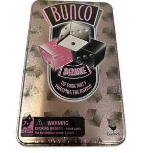 Cardinal Bunco Deluxe Dice Game Set Metal Tin 2-12 Players Score Pad
